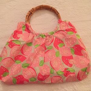 Lilly Pulitzer cotton bamboo handle bag